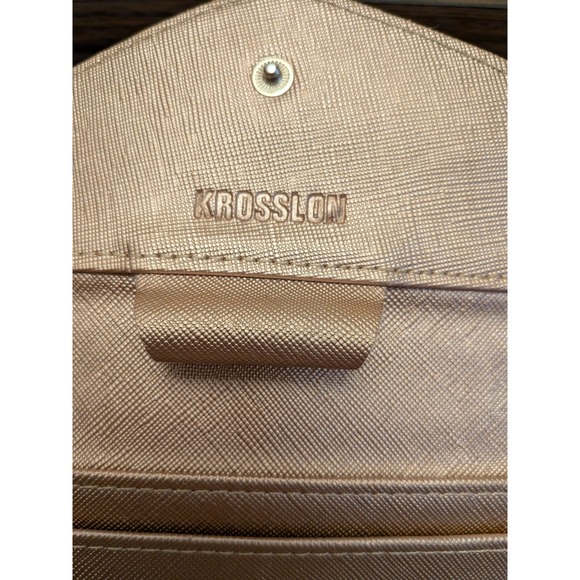 KROSSLON Rose Gold Textured Clutch Wallet Wristlet Card Holder Organizer - Picture 2 of 16